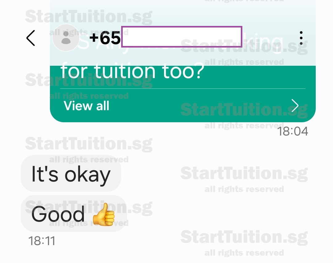 Screenshot of Parent's Testimonial for Sec 2 G2 English & G2 Science tuition